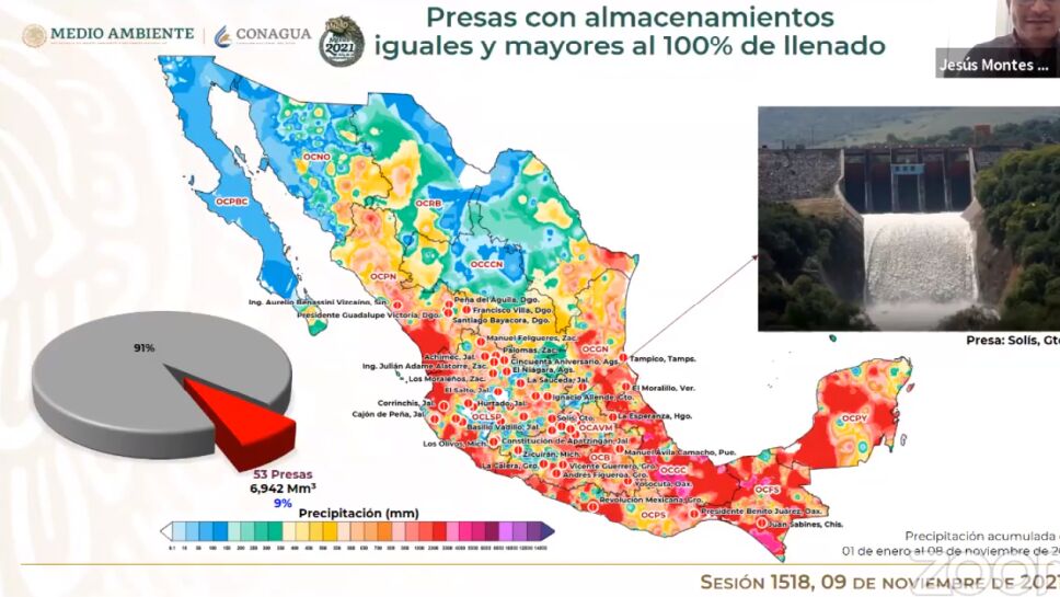 Informe Sistema Cutzamala: 53 de las 210 presas en México están al 100% de su llenado
