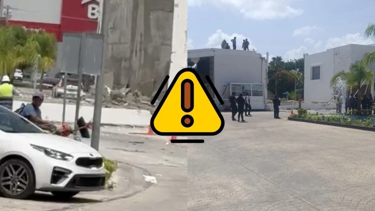 ¡ÚLTIMA HORA! Se cae techo de la entrada de un residencial en Av. Huayacán en Cancún: Esto se sabe