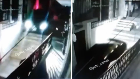 conductor ebrio conduce por escaleras