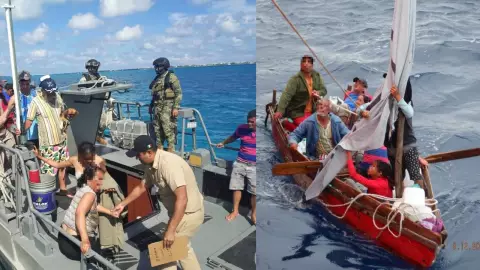 Marina rescata a siete personas extranjeras en costas de Quintana Roo