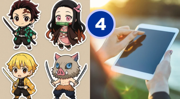 4 plantillas de stickers de Demon Slayer para decorar tu tableta con tus personajes favoritos para imprimir en casa.png