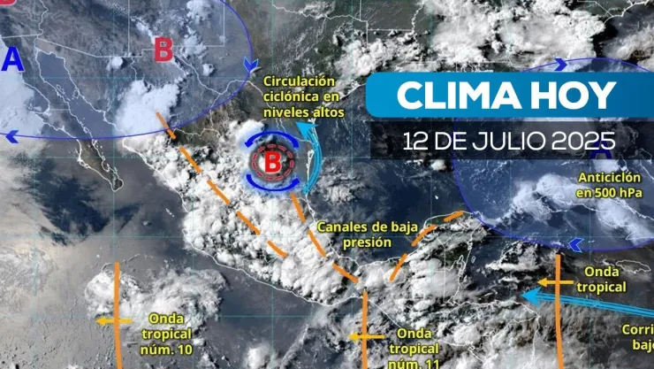 El clima del 12 de julio estará marcado por lluvias intensas, calor extremo y vientos fuertes en varios estados del país, informa el Servicio Meteorológico Nacional.