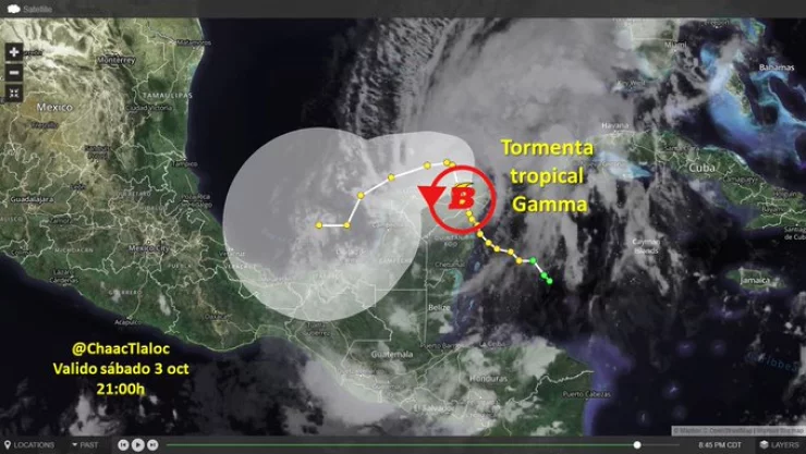 La tormenta tropical Gamma se podrá convertir en hurácán