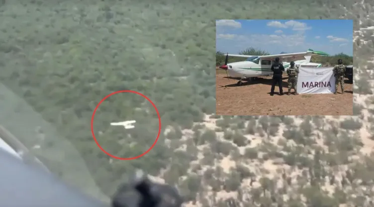 Marina intercepta narcoavioneta con metanfetamina en Cajeme, Sonora (VIDEO)