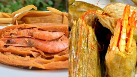 Tamales barbones de camarón