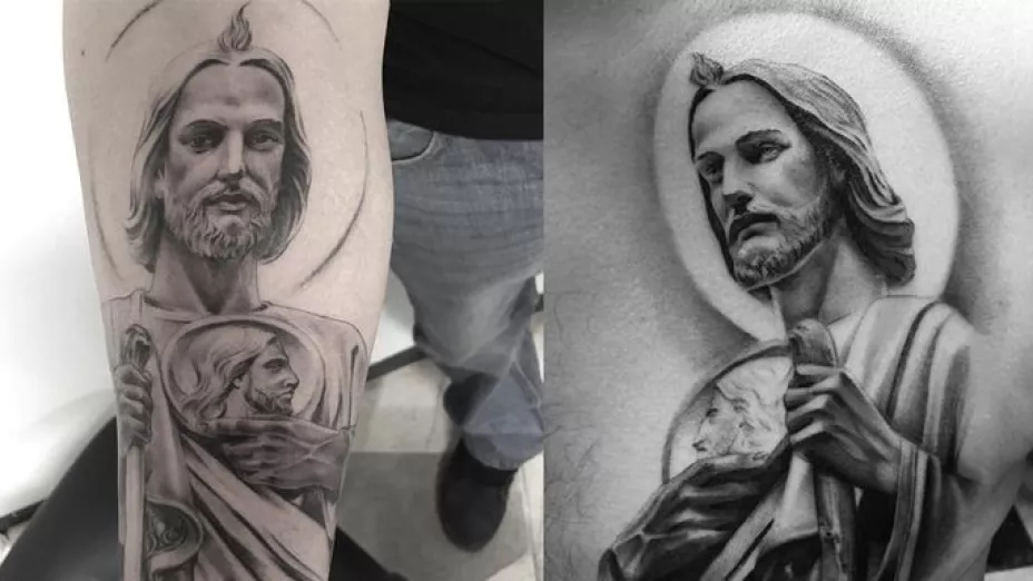 Diseños de tatuaje de San Judas Tadeo blanco y negro