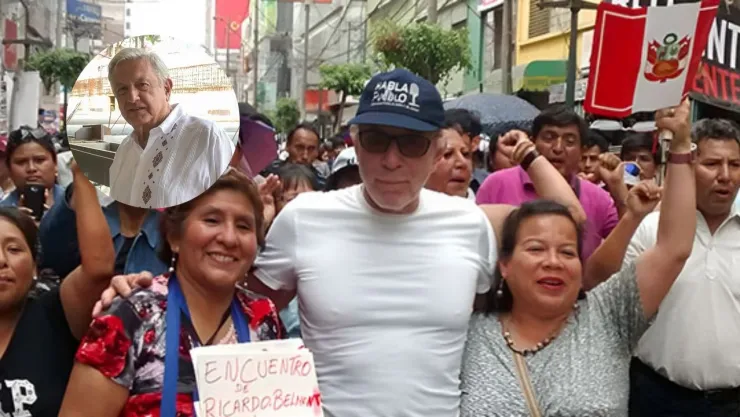 Fotos de Ricardo Belmont y de AMLO.