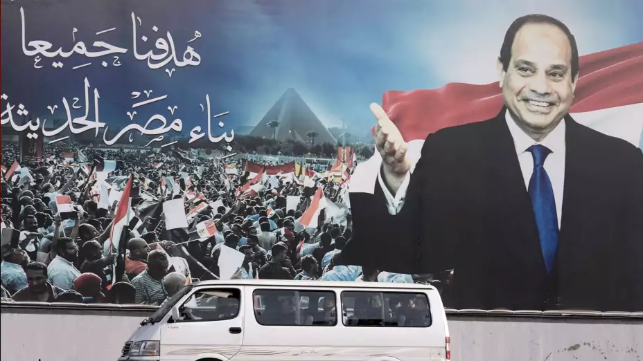 Cartel de apoyo para el presidente de Egipto, Abdul Fatá el Sisi.