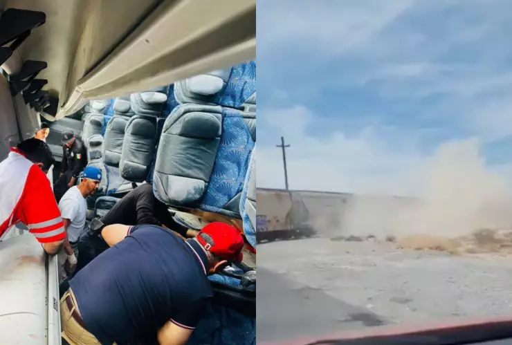 Tren choca contra un autobús de pasajeros en Coahuila