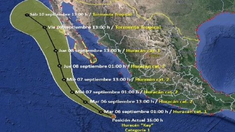 Kay se convierte en Huracán Categoría 1 en el Pacífico