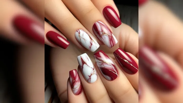 Uñas efecto mármol