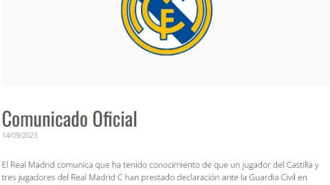 El Real Madrid emite comunicado oficial sobre el arresto de los jugadores