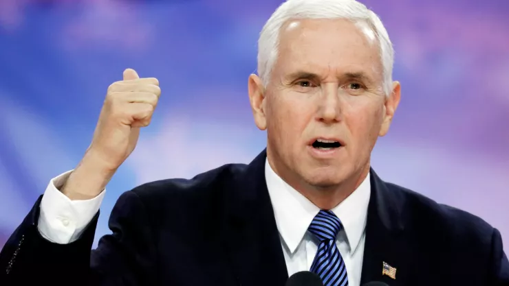 El vicepresidente de Estados Unidos, Mike Pence, durante una conferencia en Washington, EEUU, Marzo 1, 2019. Imagen, Reuters.