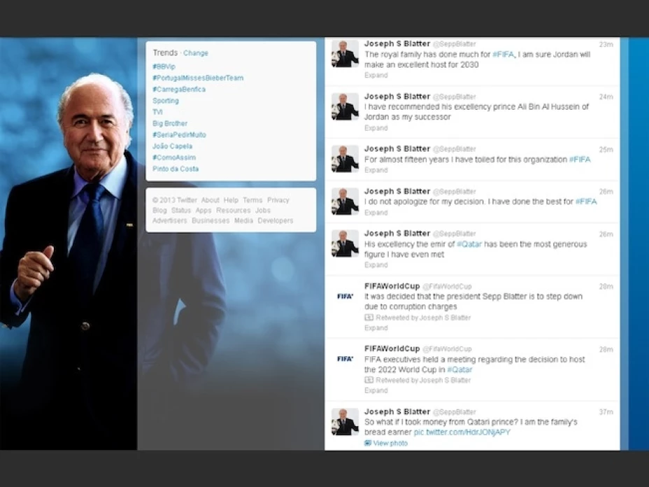 Cuenta en Twitter de Joseph Blatter, presidente de la FIFA