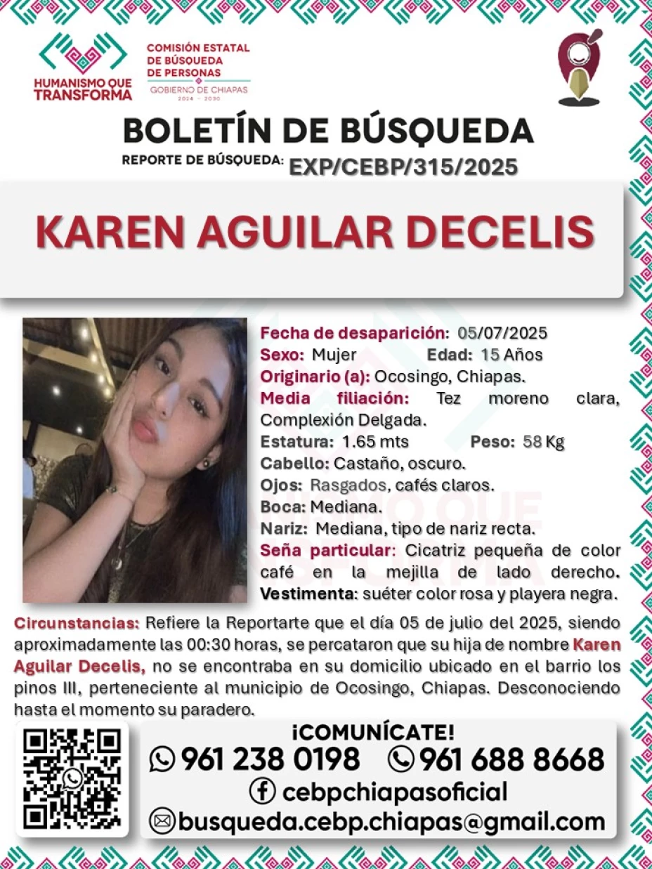 Karen Aguilar Delecis desaparecida Chiapas