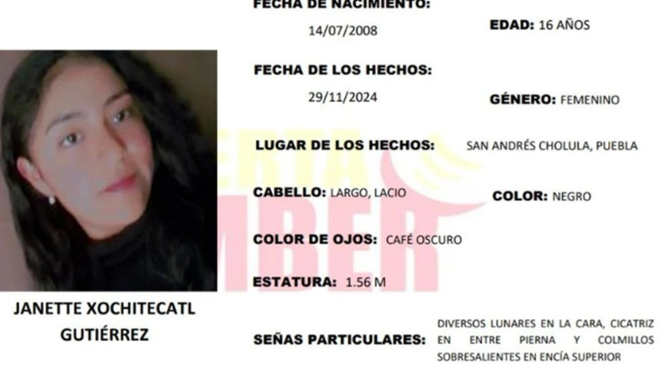 desapARECIDA JANETTE XOCHITECATL SAN ANDRÉS CHOLULA
