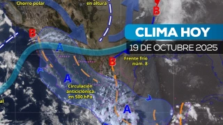 Clima en México registrará fuertes lluvias el 19 de octubre de 2025.