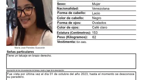 María José Paredes Guacarán desaparecida
