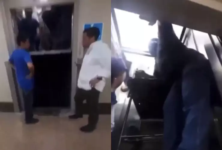 VIDEO: Tres personas quedan atrapadas en elevador de hospital del IMSS en Veracruz