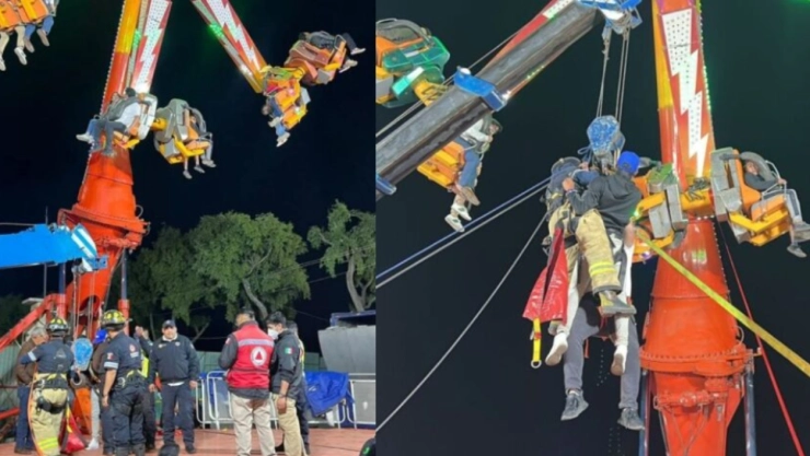 Juego mecánico Feria de Metepec atrapados