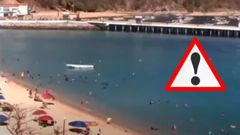 Una cámara captó el inicio del movimiento telúrico en la playa de Salina Cruz