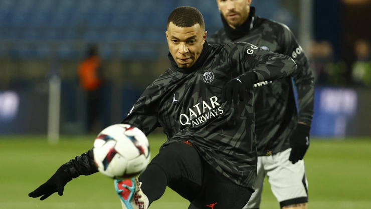 Mbappé en entrenamiento del PSG