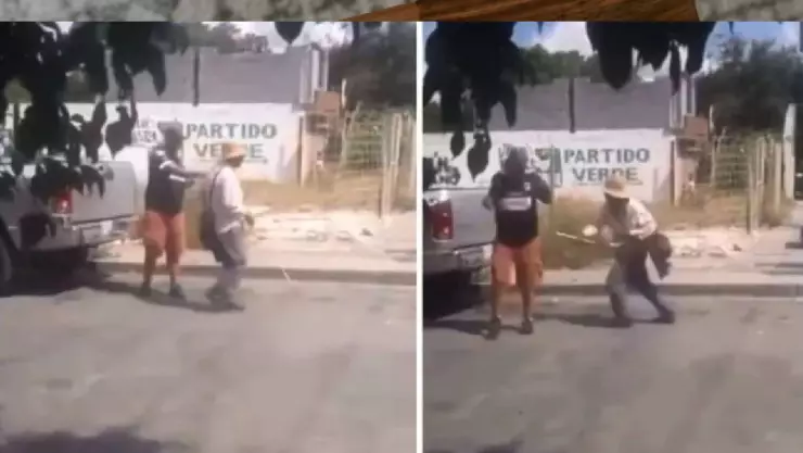 VIDEO_ Presunto invidente recupera la vista tras recibir monedas falsas; golpea a hombre.jpg