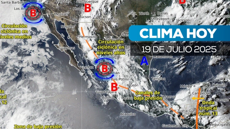 Clima en México el sábado 19 julio 2025.