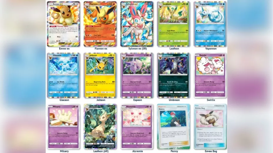 Arboleda de Eevee tiene más de 100 cartas para coleccionar