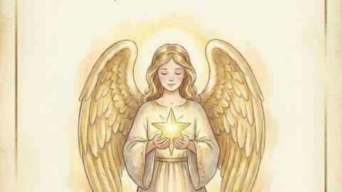 Tarjeta Navideña con Ilustración de Ángel