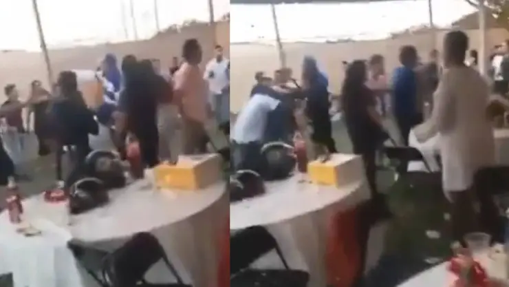 pelea campal Posada Navideña