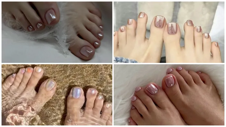 acabado glazed - diseños de uñas de pies para la temporada primavera-verano 2026
