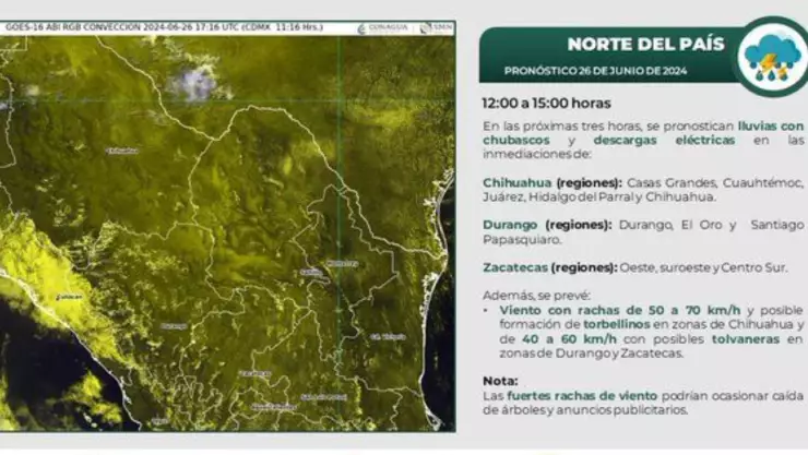 Lluvias en el estado hoy