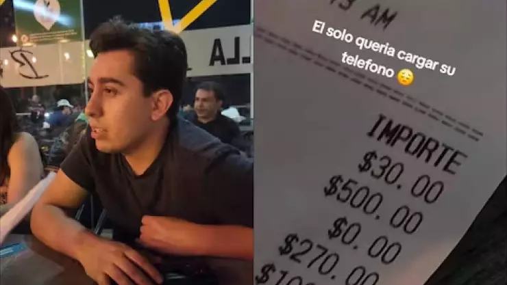VIDEO_ Restaurante le cobra $500 pesos a joven por cargar su celular; así reaccionó.jpg