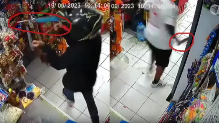 Machete mujer defiende tienda robo taladro Guanajuato