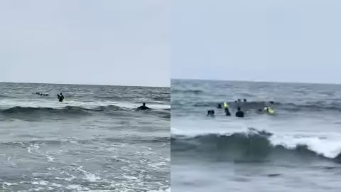Rescatan a 3 bañistas que no podían salir del mar en playa El Tambor, Navolato