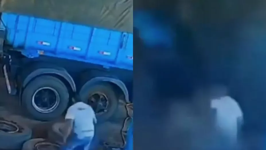 ¡TRÁGICO VIDEO! Un hombre cambiaba un neumático y repentinamente explota; murió al instante en Brasil