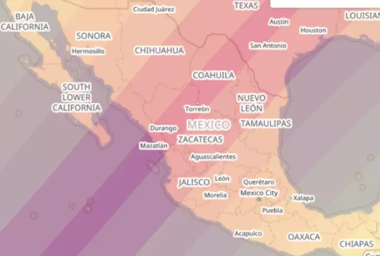 Mapa de visibilidad eclipse solar