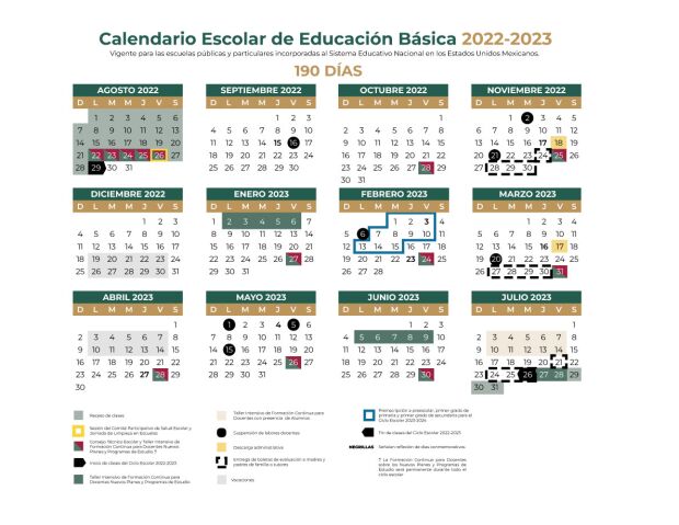 Calendario SEP 2022-2023 puentes y descansos