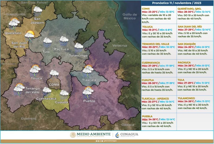 Clima en México 12 de noviembre de 2023