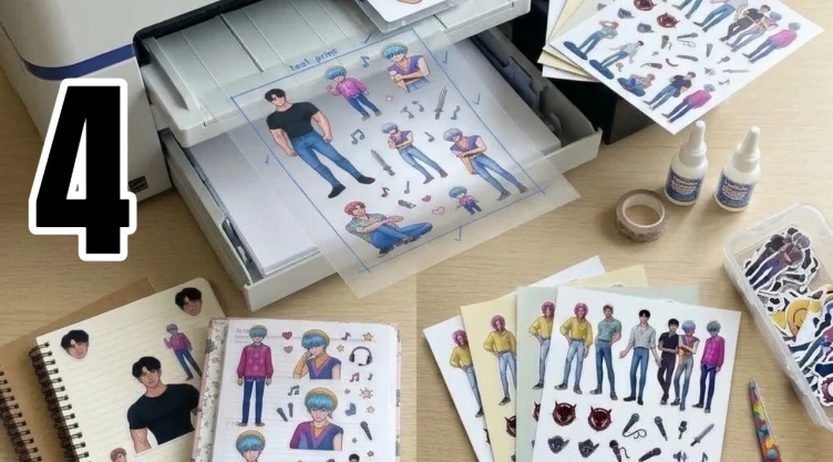 4 plantillas de stickers de Abby y Baby para imprimir y decorar las libretas de los fans de KPop Demon Hunters