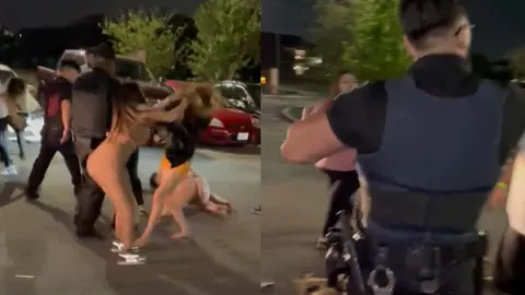 VIDEO Pelea entre mujeres afuera de bar; policía se mete