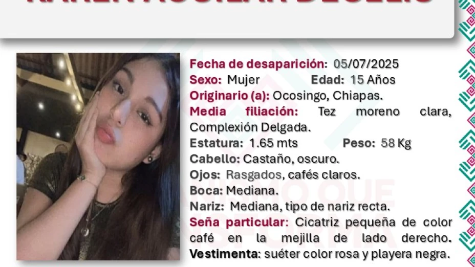 Karen Aguilar Delecis desaparecida Chiapas