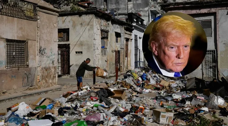 Fotos de calles de Cuba llenas de basura y del presidente de Estados Unidos, Donald Trump.
