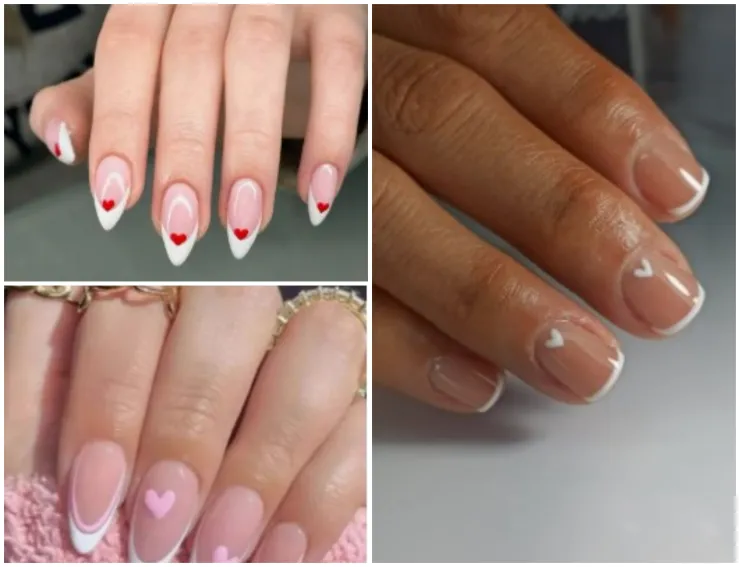 uñas francesas corazones diseños