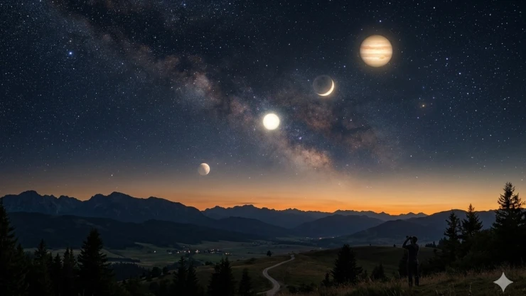 Alineación planetaria 2026: Cuándo y cómo ver juntos a Mercurio, Venus y Júpiter en el cielo