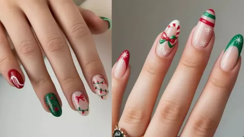 23 modelos de uñas navideñas elegantes y sencillas: puedes usarlas en cortas o largas y se ven preciosas