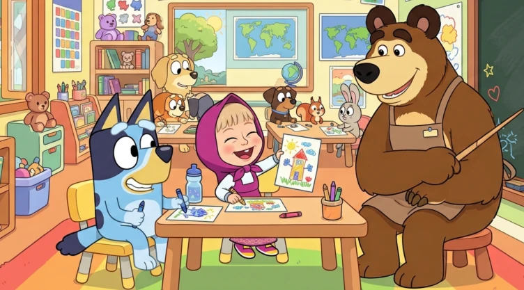 4 capítulos de Bluey y Masha y el Oso para que los niños aprendan a resolver conflictos en la escuela