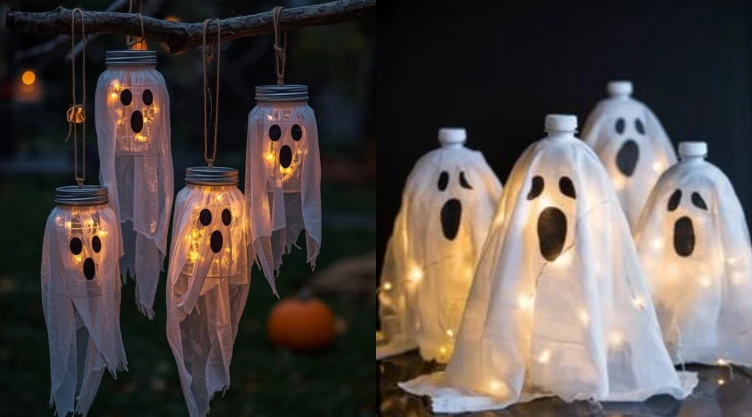 3 ideas de fantasmas con botellas de plástico para Halloween