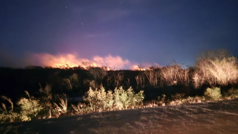 Así luce el incendio en la Mérida - Motul a 7 horas de haber iniciado; ¿ya lo apagaron?